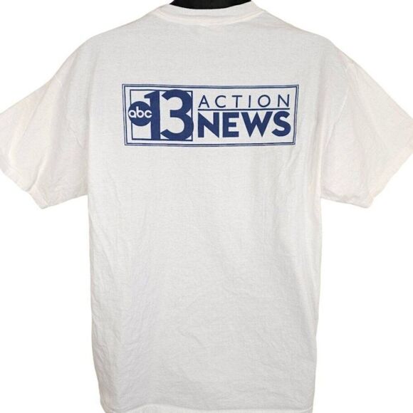 Vintage ABC Action News T Shirt Mens Size Large White Y2K TV Television - Picture 1 of 5